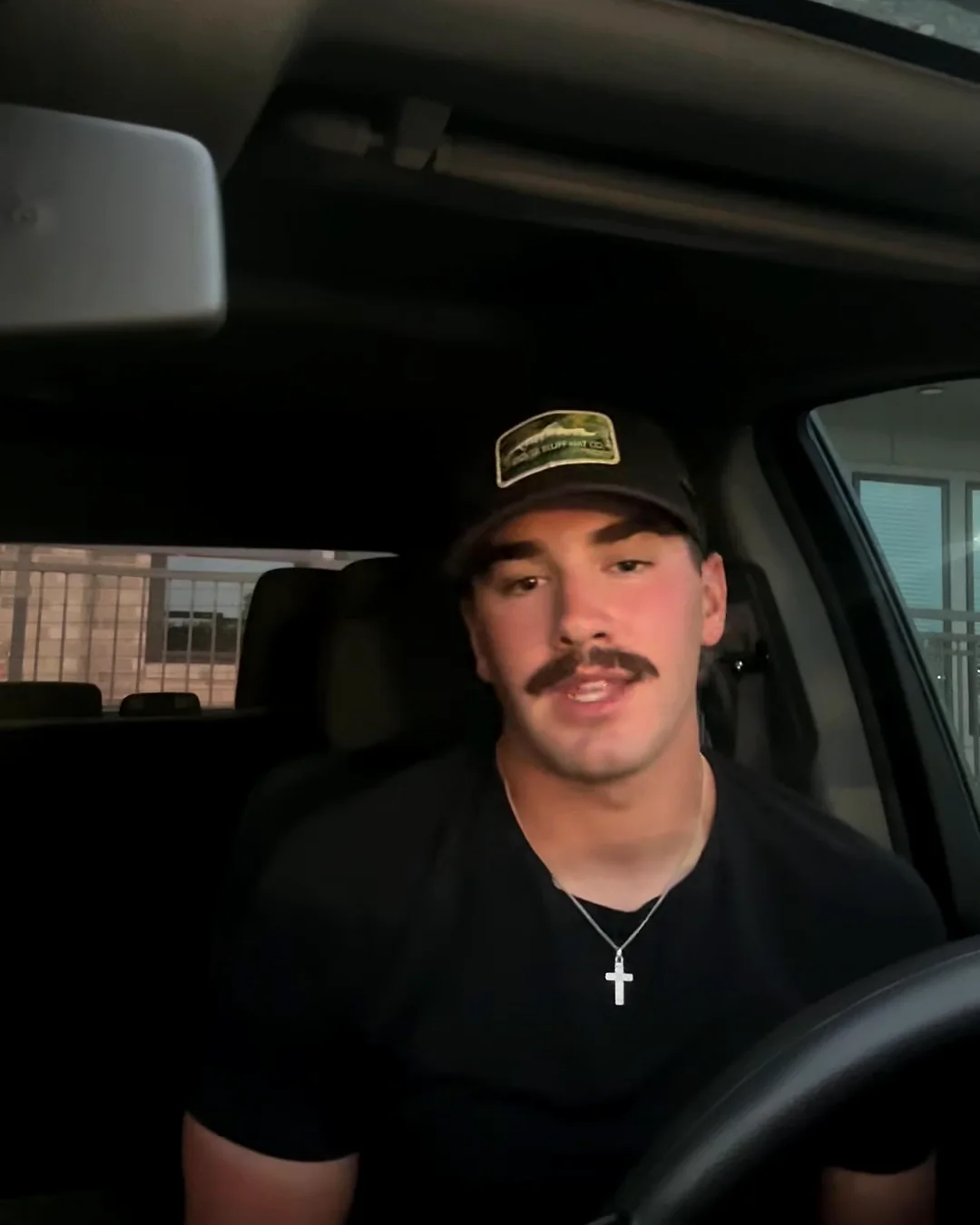 Landon Colston, owner of Diamondback, sitting in his truck