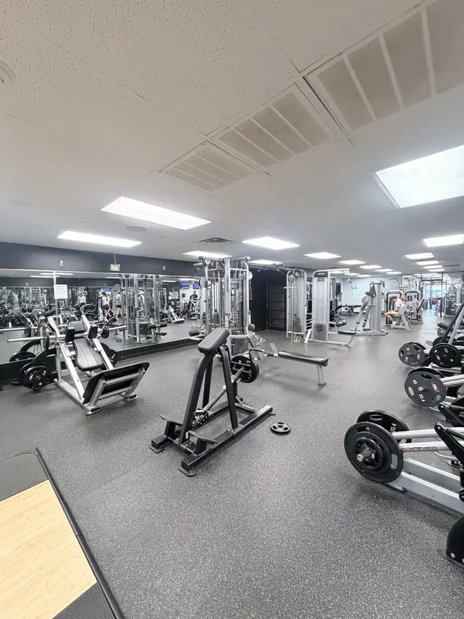 The widest view of the main floor, machines and benches